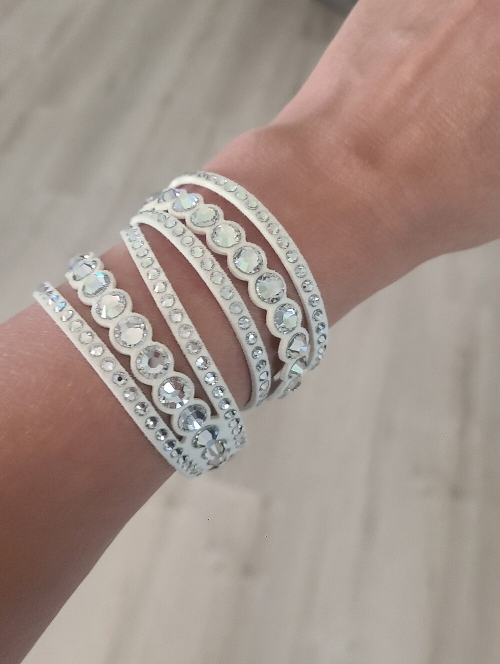 Swarovski White Crystal Multi-Row Slake Dot Wrap Bracelet- Like New 5240623